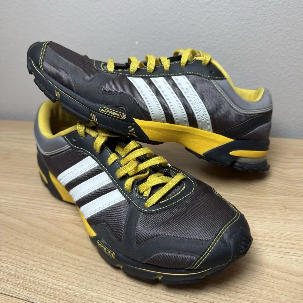 Adidas Marathon 10 Mens Shoes Size 8.5 Yellow Gray Running Workout Hawkeyes Iowa